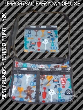 Lesportsac Everyday Deluxe Best Friends diaper bag retired print crossbody purse